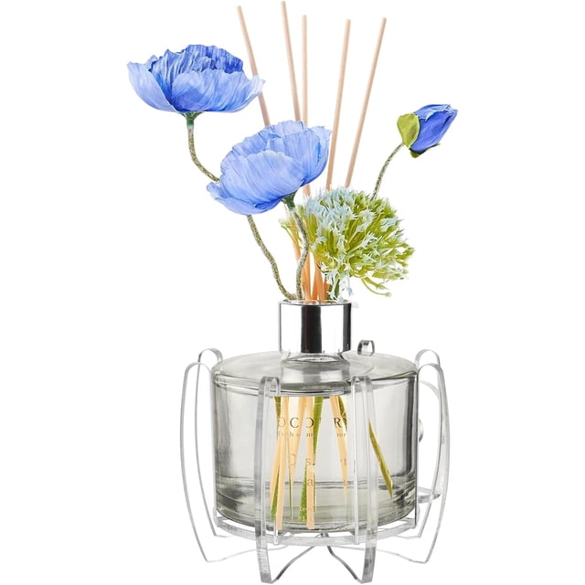 Preserved Flower Reed Diffuser Holder, No-Drill Wall Mounted Aromatherapy Diffuser Oil Standing Shelf Storage Holder for Bathroom and Bedroom, Home Fragrance Reed Diffuser Rack, HOLDER ONLY (Clear #2)