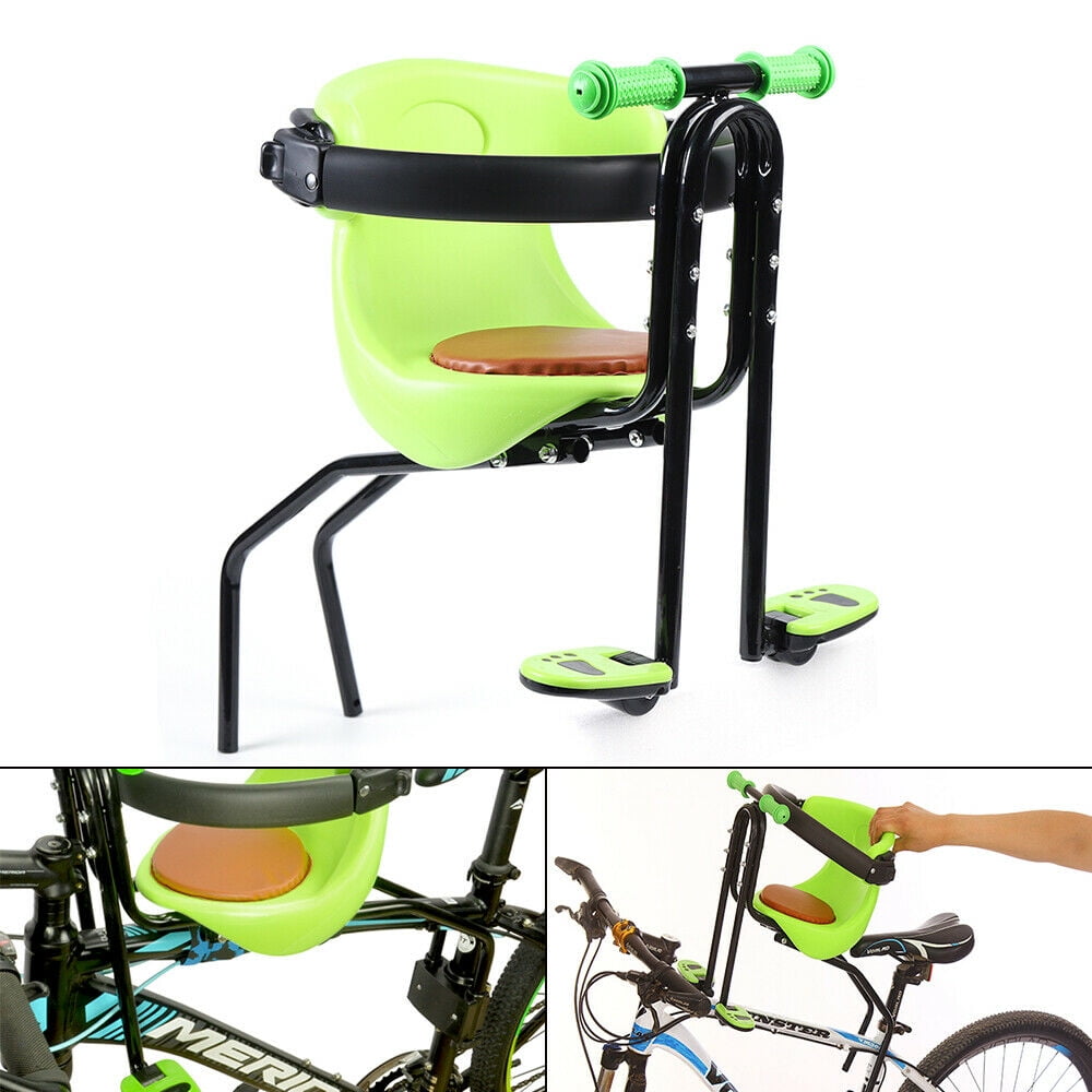 Child Bike Seat 30kg Kids Bicycle Front Mount Safe Seat Front Mountain Bike Seat Kid Protect Chair with Handrail Pedal Color : Green 