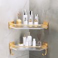 thumbnail image 3 of Gold Floating Shelf, Acrylic Wall Mounted, Corner Shelf Triangle Design, Easy Install, Bathroom Kitchen Storage. Stable Support for Daily Necessities, 3 of 7