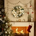 thumbnail image 2 of Huisuilinss Pre-Lit Christmas Wreath,24" Artificial Christmas Wreath,Christmas Wreaths With Lights,Champagne Bow Berries,Pine Cones,White Winter Wreath For Indoor,Outdoor Holiday Decor, 2 of 7