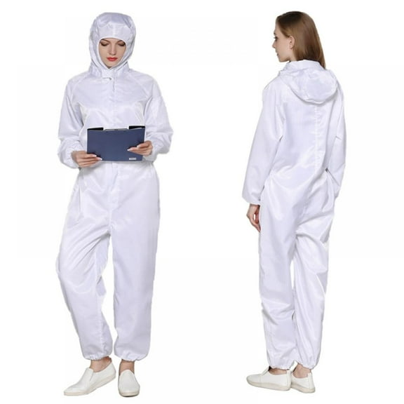 Anti-Static Fabric Overall Adult Attached Hood Zipper Front Entry Elastic Wrists Elastic Ankles Garment Industrial Use Clothing