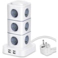 thumbnail image 1 of Tour Multiprise, 12 Prises Multiprise Électrique (2500W / 10A) avec 4 Ports USB, Multi Prises électriques Parafoudre Multiprise Verticale pour Maison Bureau, Rallonge 3M BF, 1 of 1