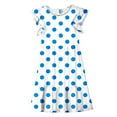 thumbnail image 5 of Efsteb Summer Dress for Girls Polka Dots Round Neck Flowy Party Dress Ruffle Short Sleeve Vacation Sundress (Blue,5 Years), 5 of 8