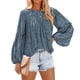 thumbnail image 2 of Blusa de manga larga abullonada, blusa de manga larga con estampado floral redondo, blusas de manga larga lindas para mujer, materiales ecológicos, 2 of 6