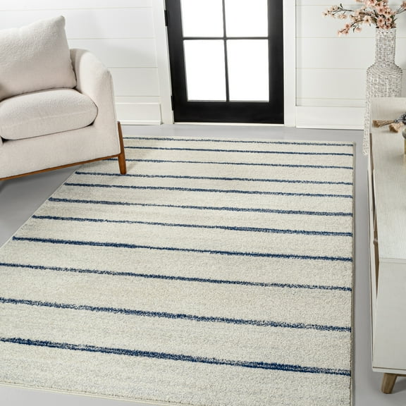 JONATHAN Y MOROCCAN HYPE 4 x 6 Area Rug, Williamsburg Minimalist Stripe - Cream/Navy, MOH201E-4