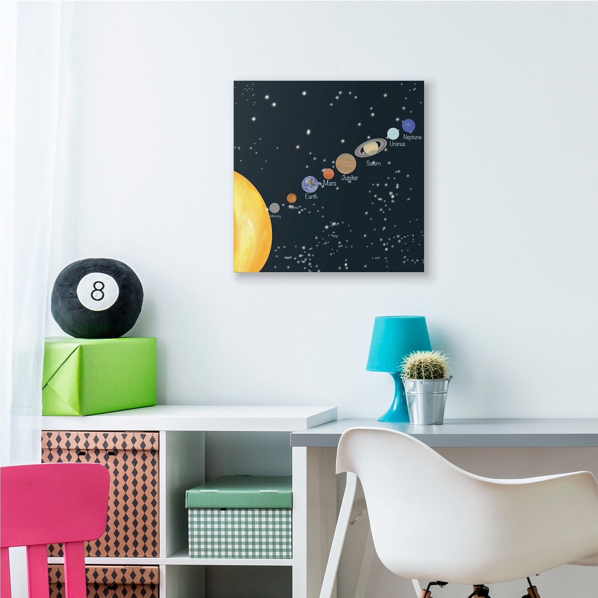 Stupell Industries Educational Chart of Planets in Solar System,30 x 30,Designed by Ashley Singleton