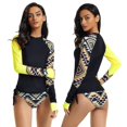 thumbnail image 1 of Lishi UV Protection Women's Long Sleeve Rash Guard Swimwear Set with Geometric Shorts, 1 of 5