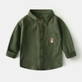 thumbnail image 2 of XUELUO Toddler Boys Shirts & Tops Autumn Winter Cartoon Bear Print Lapel Button Down Long Sleeve Gentleman Tops T Shirts Sportswear,Green,2-3 Years, 2 of 4