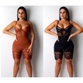thumbnail image 1 of Mono de malla sin mangas Sexy para mujer de VISgogo, mono transparente de encaje con escote en V y espalda descubierta, pantalones cortos eróticos de una pieza calados para mujer VISgogo moda, 1 of 7