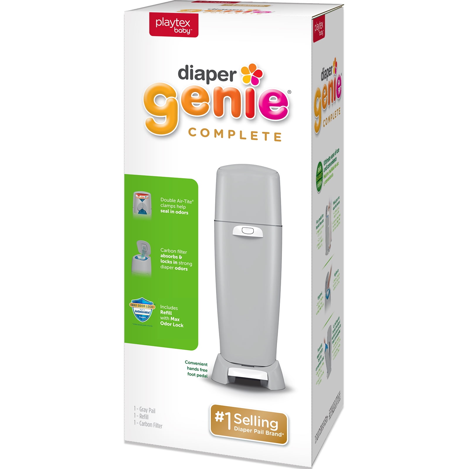 Playtex Diaper Genie Complete Diaper Pail, With Builtin Odor