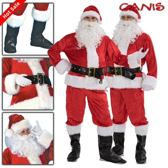 Christmas Santa Claus Costume Fancy Dress Adult Suit Cosplay Party Outfit