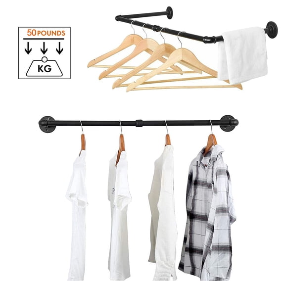 Heavy Duty Closet Storage Rack Organizer Clothes Rod Pipe Wall Garment Rack