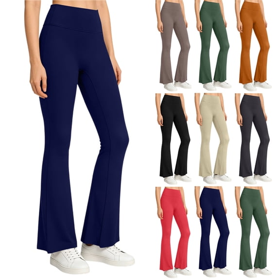 Tqcoqu Flare Leggings for Women,High Waist Lifting Up Yoga Pants,Business Workout Casual Slim Fit Pant for Daily,Army Green Women's S-XXL