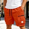 thumbnail image 2 of XIAONU Men's Cargo Athletic Shorts Drawstring Waist Zipper Pockets Daily Shorts, 2 of 7
