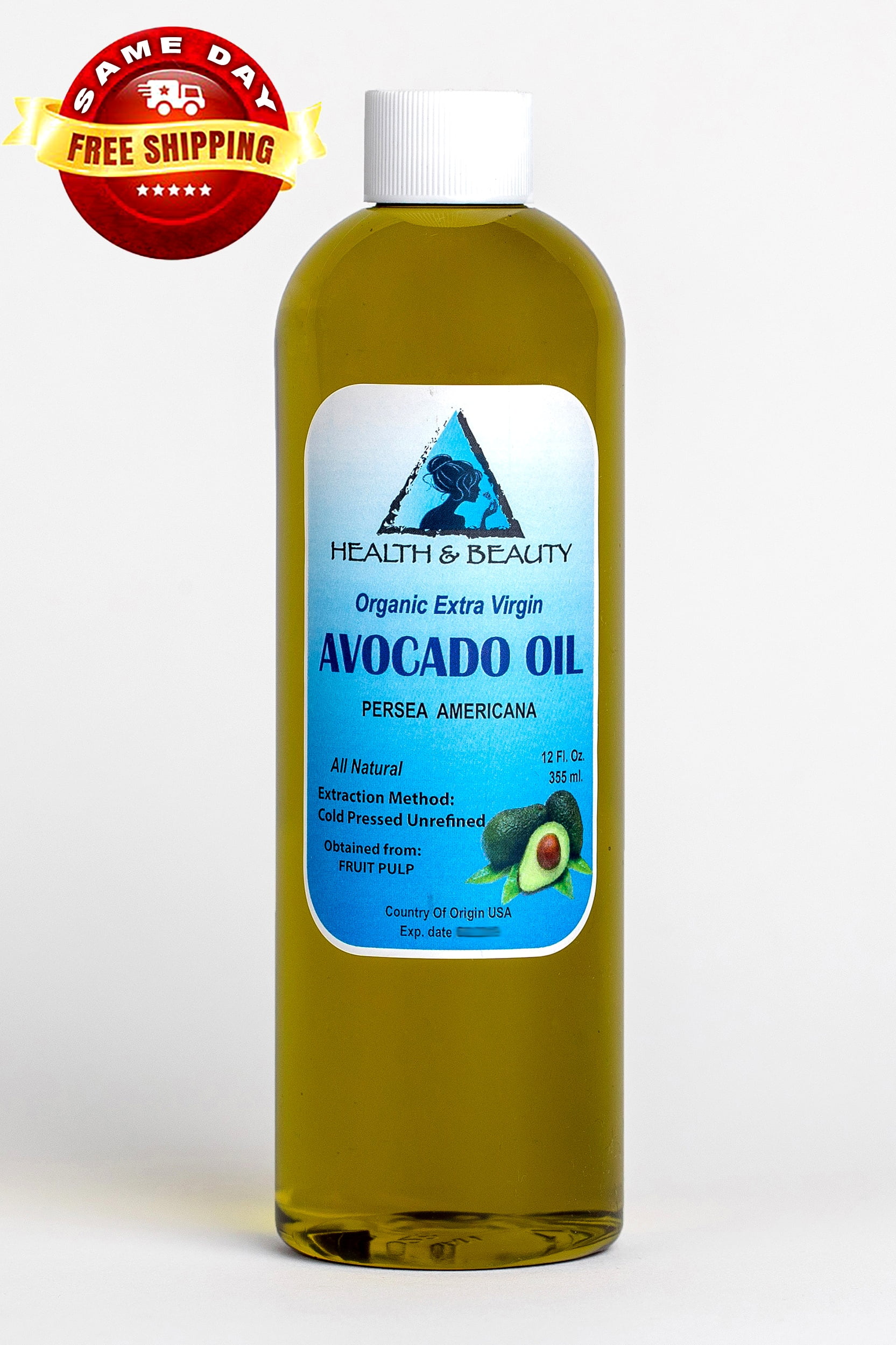 Avocado Oil Extra Virgin Organic Unrefined Cold Pressed Raw Natural Pure 12 oz