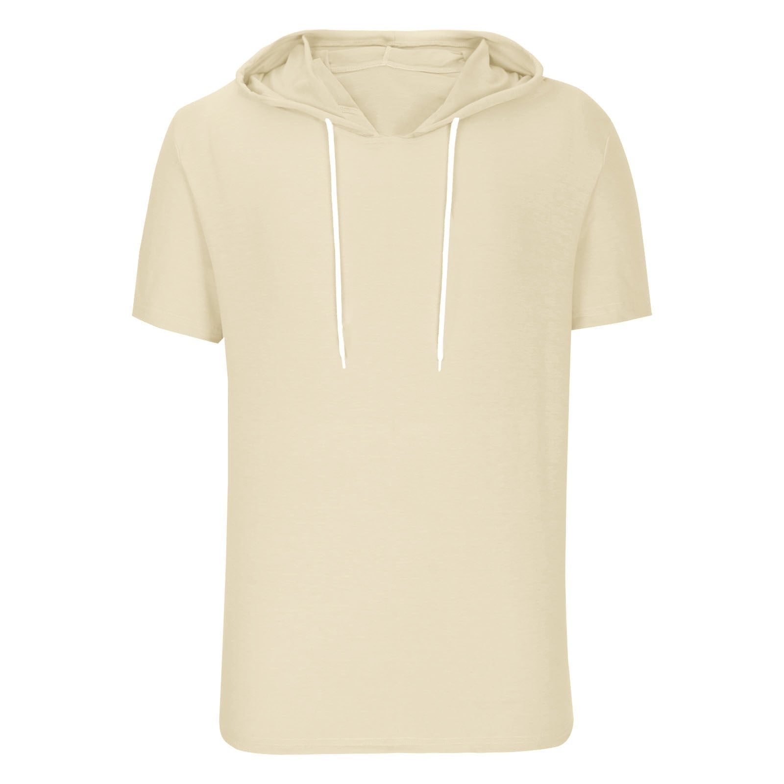 2024 Summer Mens Short Sleeve Hoodies Lightweight Soft Cotton Drawstring Pullover Hooded Sports T-Shirt Tops