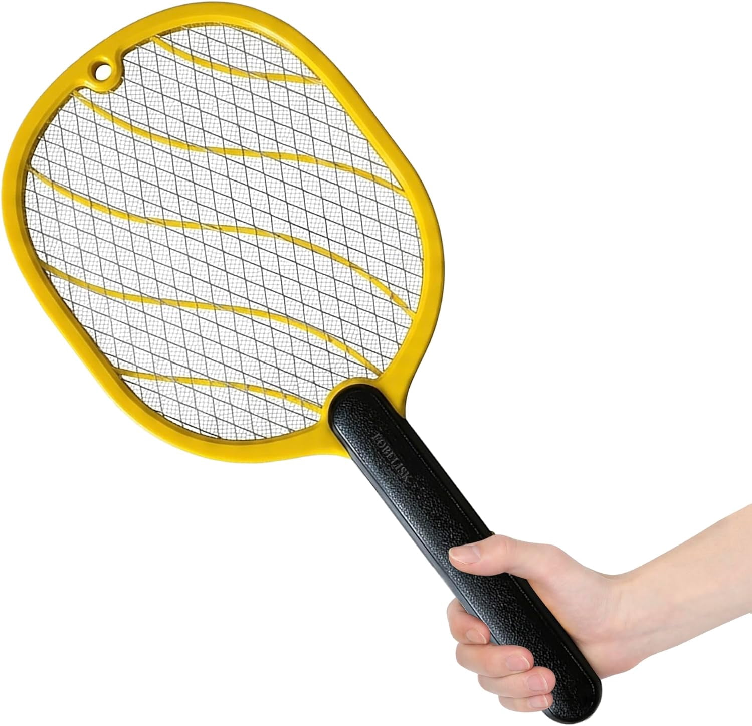 Electric Fly Swatter – Battery Powered Bug Zapper Racket with 2 AA Batteries Included, 3-Layer Safety Mesh, Handheld for Indoor, Outdoor, Home, Bedroom, Kitchen, Office, Backyard, Patio