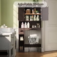 thumbnail image 6 of Over the Toilet Storage Cabinet, Aiho 66" H Bathroom Space-Saving Organizer Above Toilet with 2 Doors & Adjustable Shlef, Perfect for Bathroom, Laundry, Dark Brown, 6 of 10