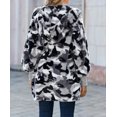 thumbnail image 3 of Women's Gray Camo Print Soft Fleece Hooded Open Front Coat, 3 of 18