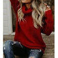 thumbnail image 3 of 50% Off Clear! Viikei Sweaters for Women Clearance $5.00 Fall Sweaters for Women Women's Casualsolid Color Casual Thick Line Long Sleeve Turtleneck Sweater, 3 of 4