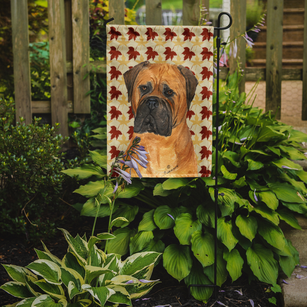 Carolines Treasures SS4339-FLAG-PARENT Bullmastiff Fall Leaves Portrait Flag  multicolor