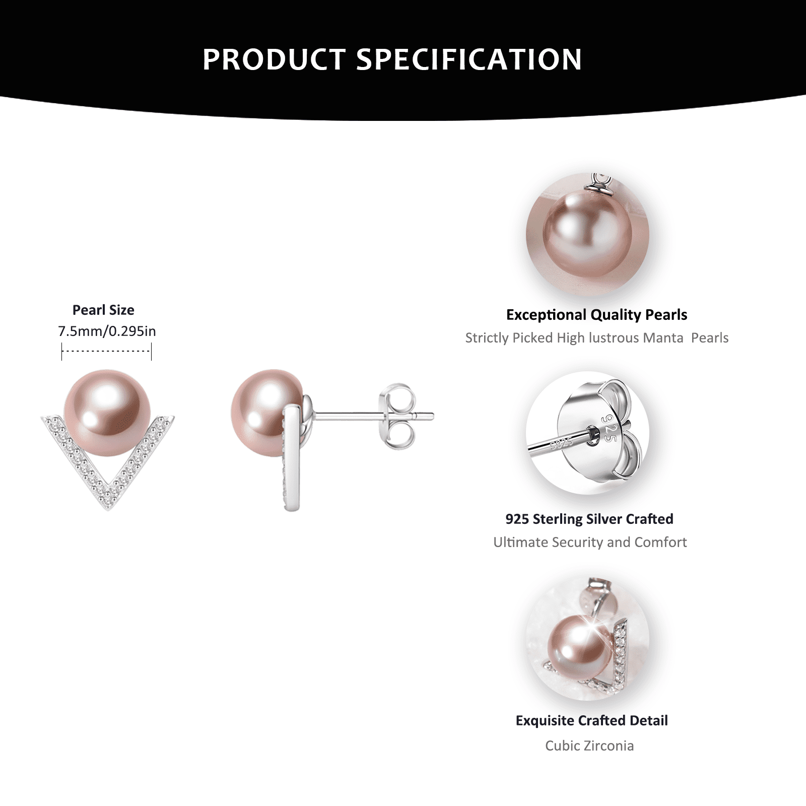 Yami Purple Teardrop Pearl  Necklace and Earrings Set Cultured Pearls in 925 Sterling Silver Jewelry Gift Set for Women