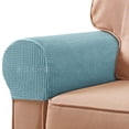 thumbnail image 2 of Cushion 2Pcs Sofa Arm Protector Anti-Slip High Elastic Polyester Simple to Install Armrest Covers Household Supplies Black, 2 of 5
