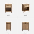 thumbnail image 5 of Nightstands Set of 2 with Charging Station Rattan Bedside Table with USB and Type-C Ports for Bedroom Small Space, Oak, 5 of 8