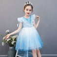 thumbnail image 4 of HAWEE Robe Elsa pour Filles Costume de Carnaval Fête d'Anniversaire Robe Tutu de Princesse Manches Bouffantes Déguisement Elsa, 4 of 7