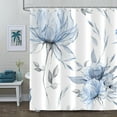 thumbnail image 6 of Blue Grey Watercolor Floral Shower Curtain, Flower Leaves Minimalist Aesthetic Art for Bathroom Decor, Waterproof Polyester with 12 Hooks,72x72 in, 6 of 7