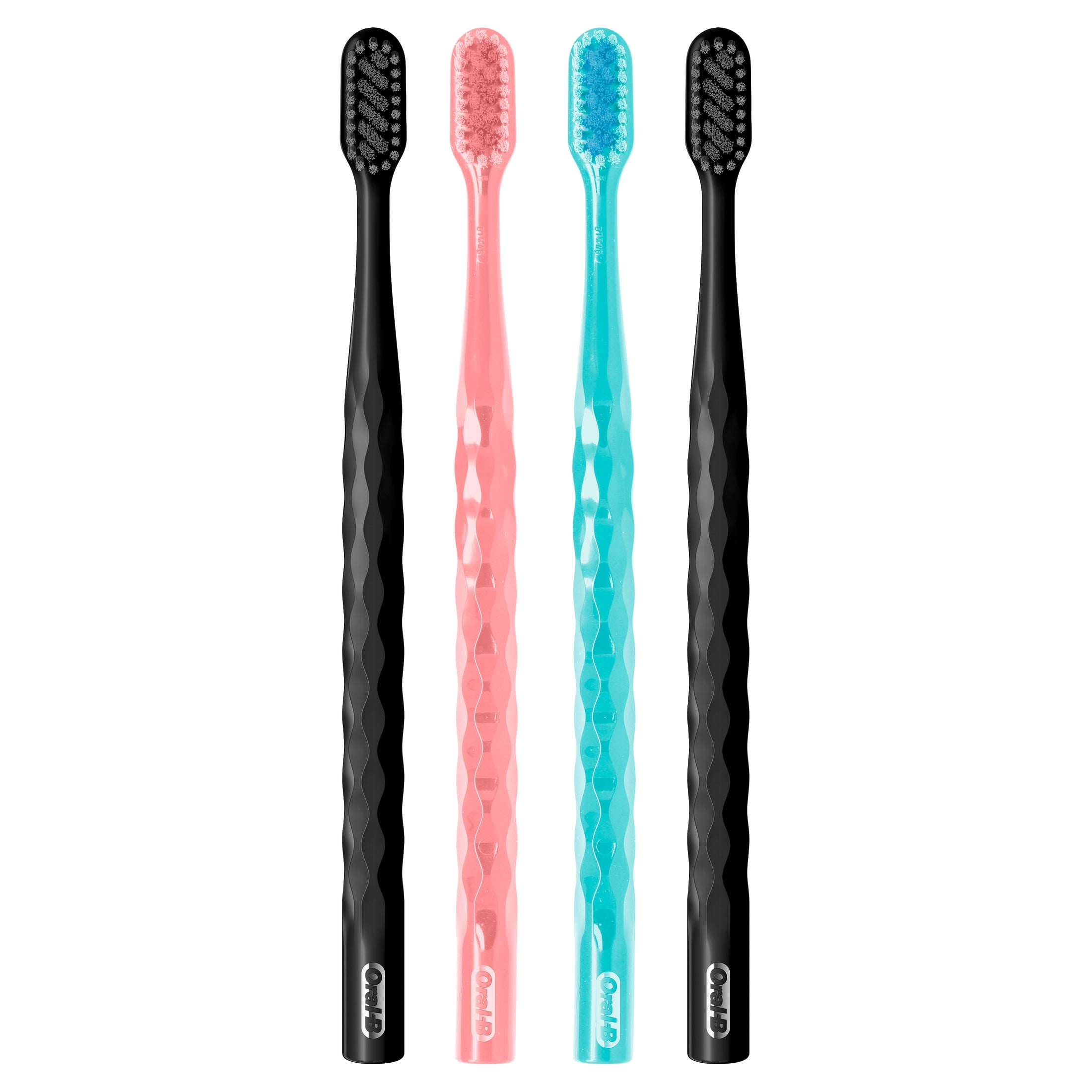 Oral-B Toothbrush Pro Whitening Brilliance, Extra Soft, Black, Coral, and Teal, 4 Count