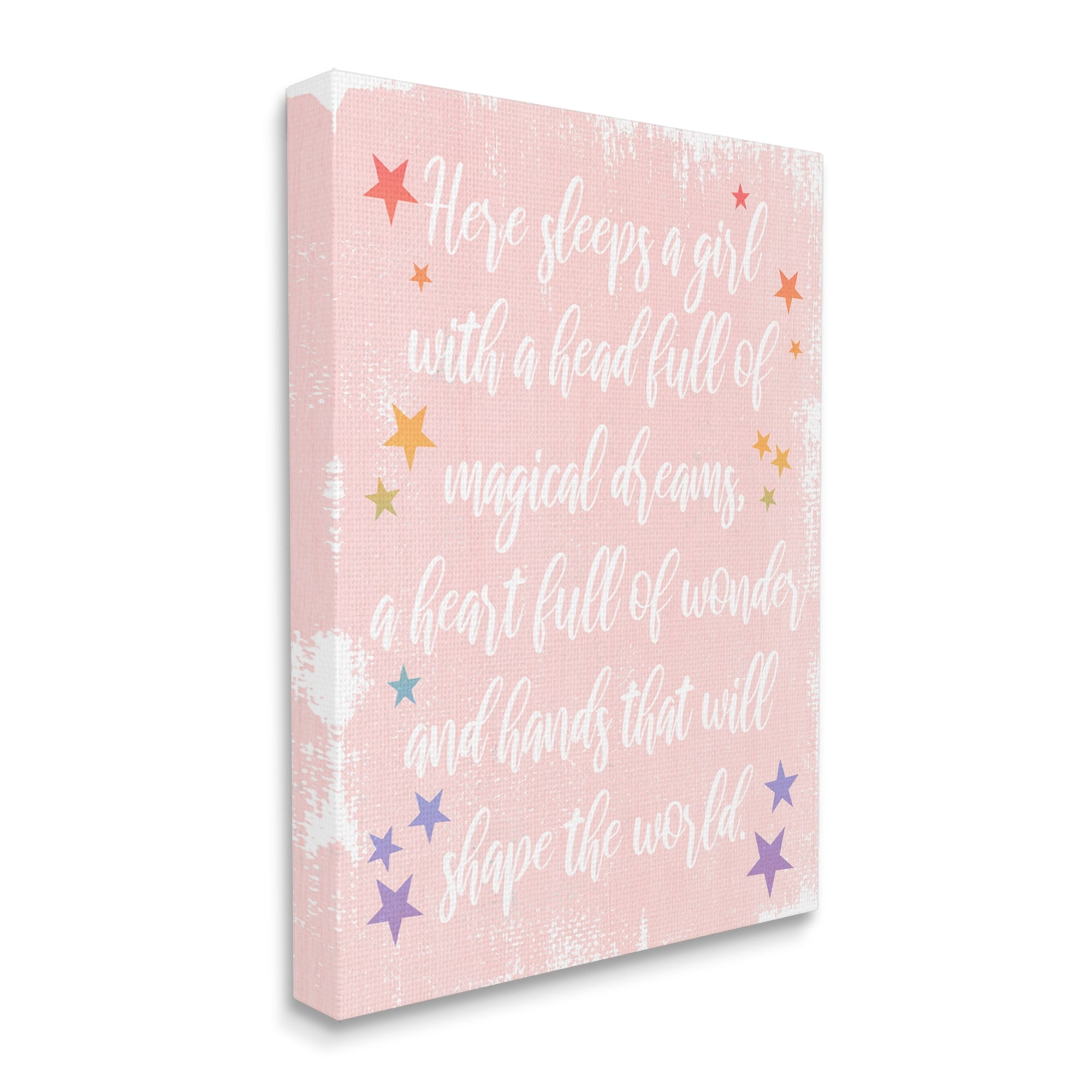 Stupell Industries Girl With Magical Dreams Distressed Pink Background ,16 x 20, Design by Daphne Polselli