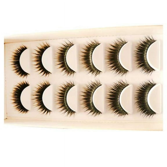 Pair Natural False Eyelashes Handmade 6 Eyelashes