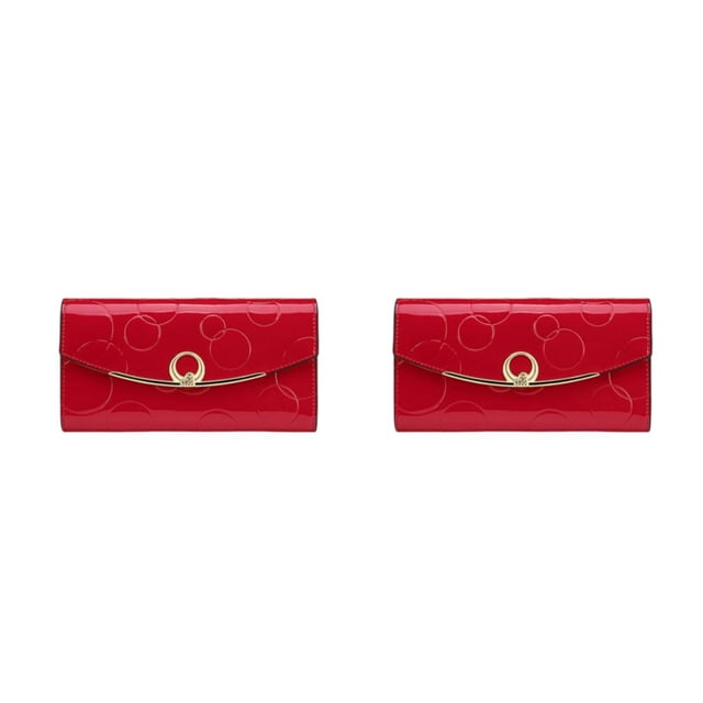 Cartera de cuero para mujer Sonducket portátil elegante de gran capacidad con cremallera Rojo Tipo 1 2piezas