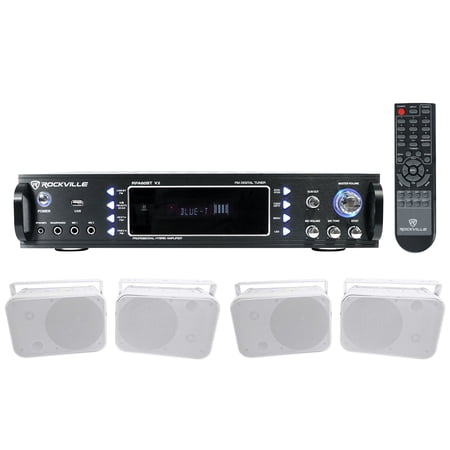 Rockville 1000w Home Theater Bluetooth Receiver+4) 6.5 Speakers+Swivel Brackets