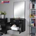 thumbnail image 2 of Hassch Wall Mounted Salon Styling Station with Mirror, Professional Hair Styling Cabinet with Drawer & 2-Door Storage, Barber Beauty Salon Shelf Organizer, Black, 2 of 7