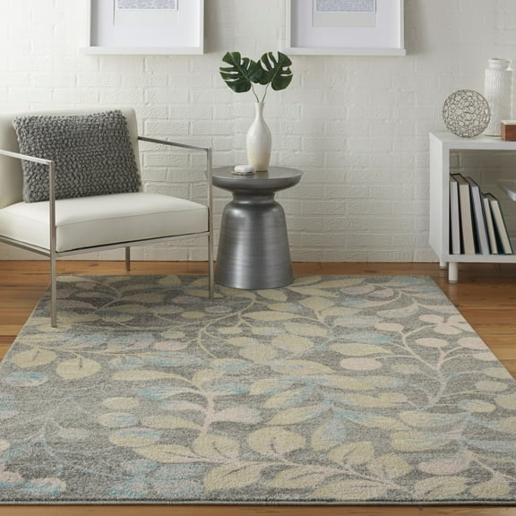 Nourison Tranquil Nature Grey/Beige 6' x 9' Area Rug, (6x9)