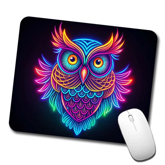 Neon Owl Mouse Pad Low Profile Gaming Mat