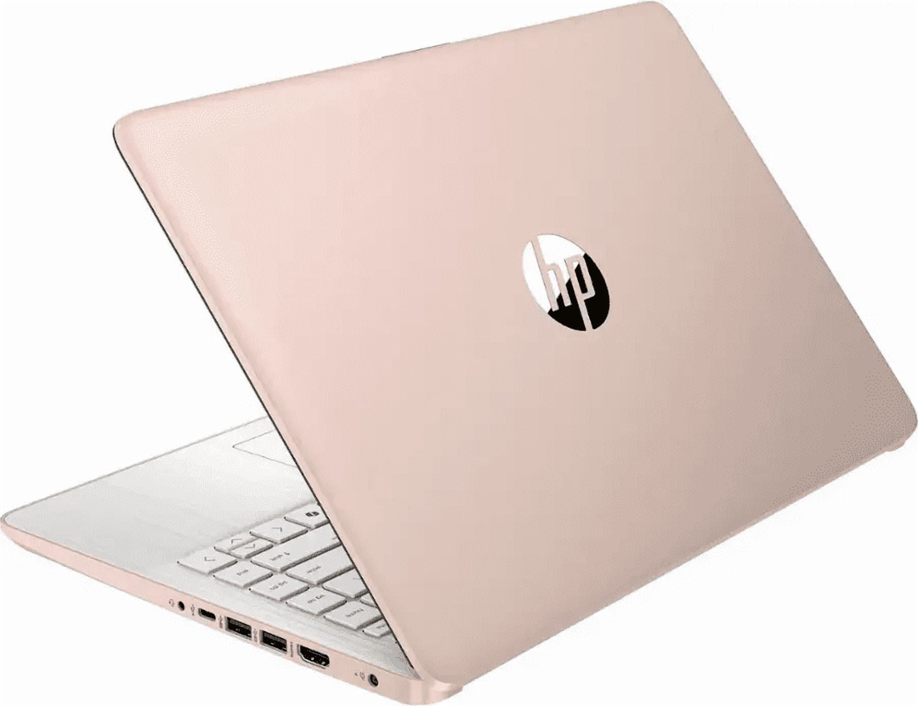 HP 14 Inch LED Laptop for Student & Business, 16GB RAM 640GB Storage (128GB UFS+512GB SD Card), Copilot Laptop with Windows 11, 1-Year Office 365, 4-core Intel Processor, NLY Earphones, Rose Gold