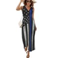 thumbnail image 2 of Police Flag Dress Fashion Boho Beach Long Dresses Female Party Printed Maxi Dress, 2 of 9