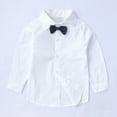 thumbnail image 4 of Eandarui Baby Boys Toddler Party Suit Long Sleeve Bowtie Lapel Dress Shirt Pant Vest Formal Outfit Beige 110, 4 of 7
