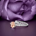 thumbnail image 3 of Beautiful Unique Art Deco 2.00 Carat Oval Cut Morganite And Diamond Moissanite Engagement Ring, Wedding Ring, One Matching Band in 925 Sterling Silver With 18k White Gold Plating Gift For Her, 3 of 3