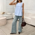 thumbnail image 2 of Womens Tank Tops Summer Sleeveless Pleated Peplum Blouse Crop Tops Round Neck Y2K Babydoll Blouse Shirt Basic Tees Dressy Casual Trendy Clothes, 2 of 5
