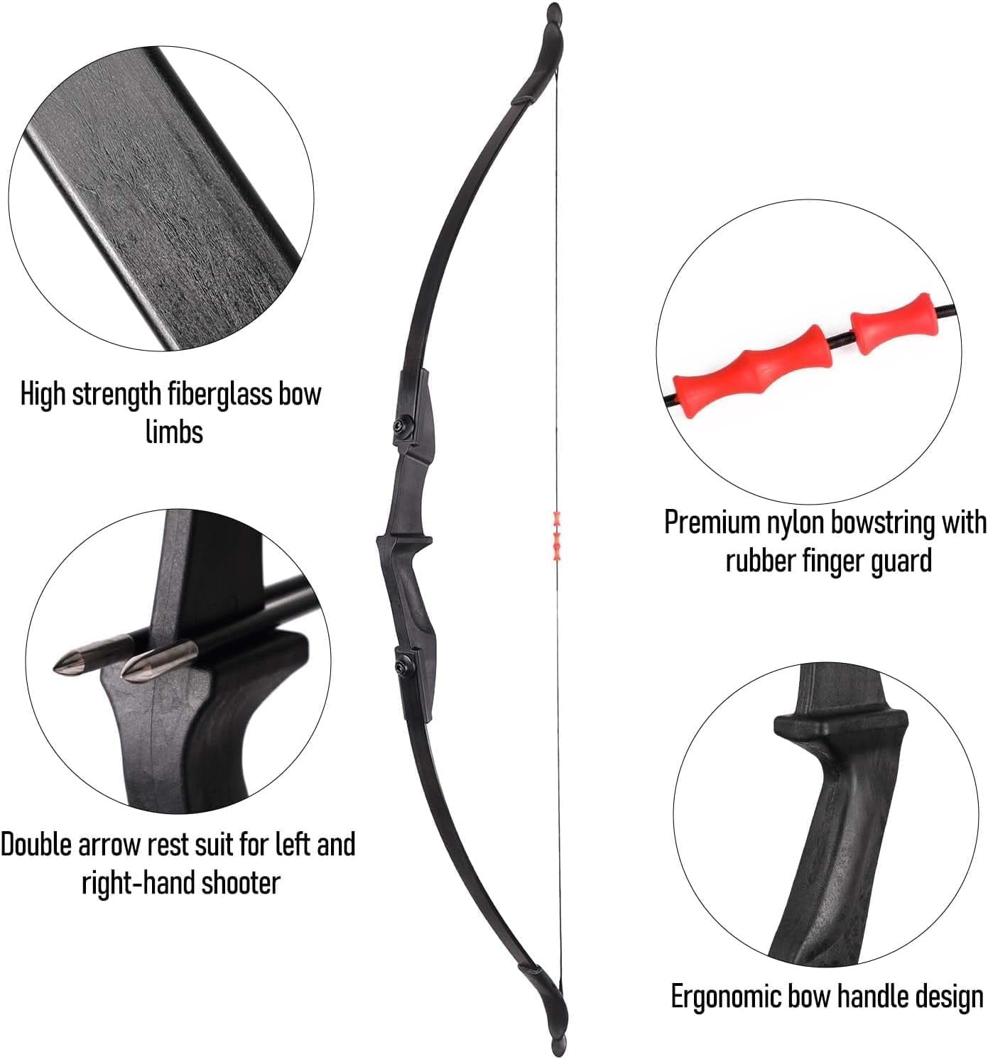 AME Recurve Bows for Adults - Archery Takedown Bow and Arrow Set for Adults/Youth/Teens Beginners Target Practicing, Left & Right Handed 30/35/40lbs