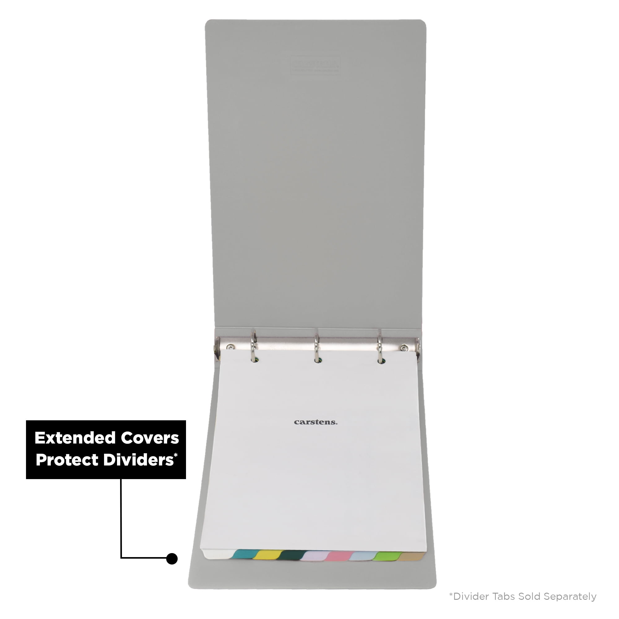 Carstens 2-Inch Heavy Duty 3-Ring Binder - Top Opening, Ash Gray