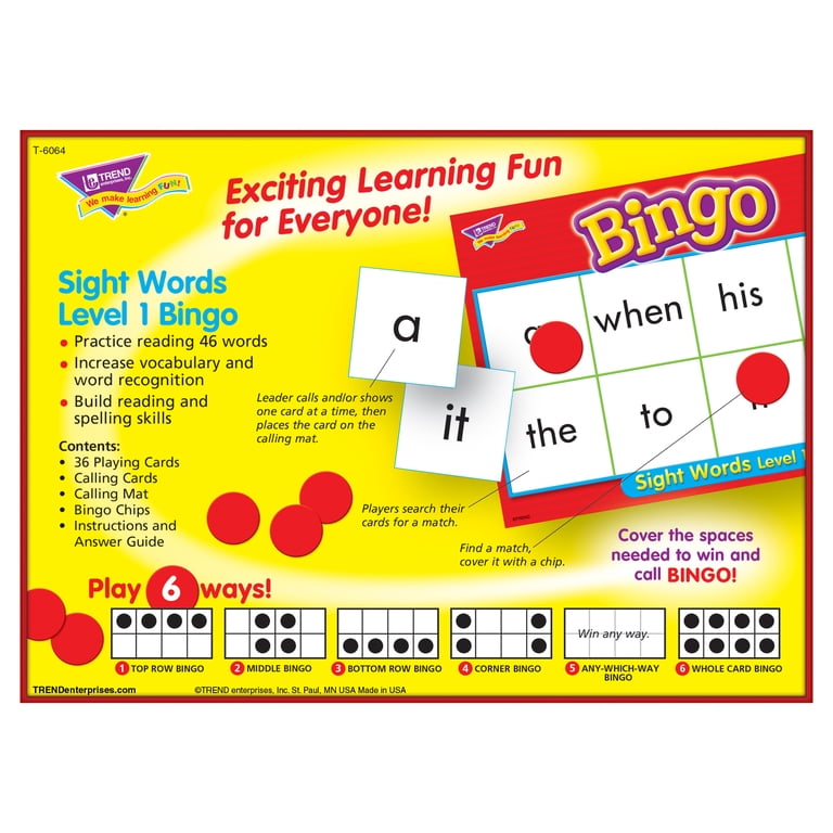 TREND Sight Words Level 1 Bingo Game Set photo 4