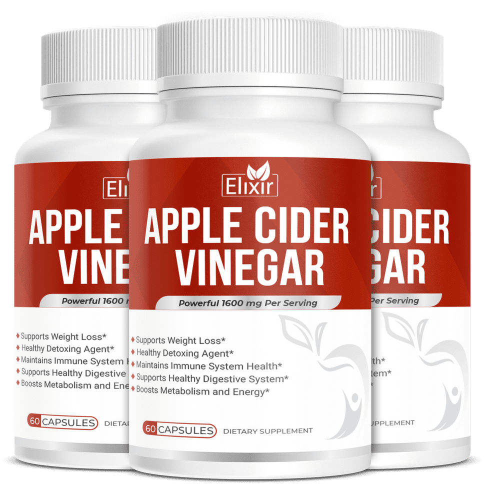 (3 Bottle) Apple Cider Vinegar Capsules , Apple Cider Vinegar Pills for