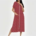 thumbnail image 2 of Dasayo Soft Womens Nightgowns Zipper Chemise Red Nightshirts Side Split Polka Dot Sleepwear Sleepwear for Women XL, 2 of 7