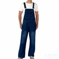 thumbnail image 2 of QATAINLAV Men's Denim Bib Overalls Solid Color Casual Wide Leg Jean Onesie Pants Adjustable Straps Workwear with Pockets, Dark Blue, XXL, 2 of 8