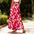 thumbnail image 5 of LWavelet Women Abstract Camo Print Maxi Skirt Elastic Waist With Pockets Casual Long Skirt Watermelon Red L, 5 of 5